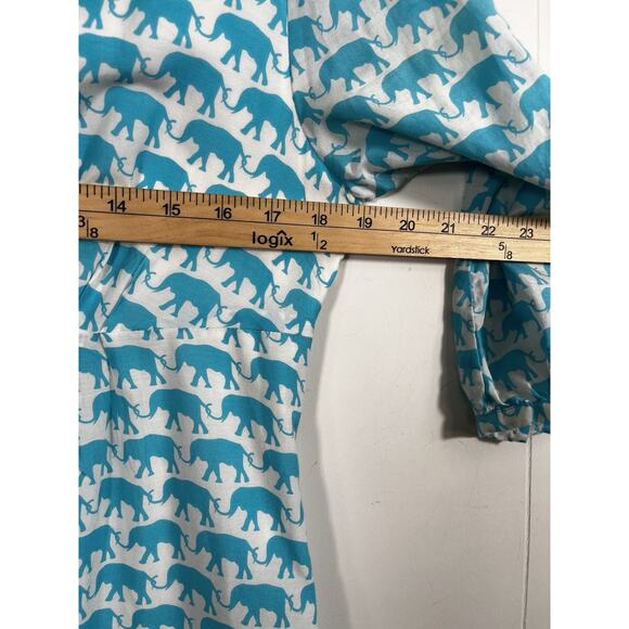 Elizabeth McKay Silk Blend Elephant Dress Aqua Tunic Sheath Size 8 Resort Preppy - Picture 3 of 13